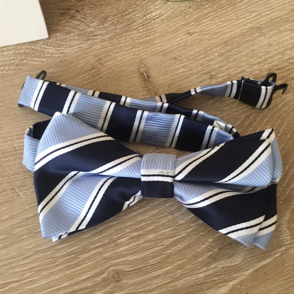 Striped Navy/Light Blue Bow Tie